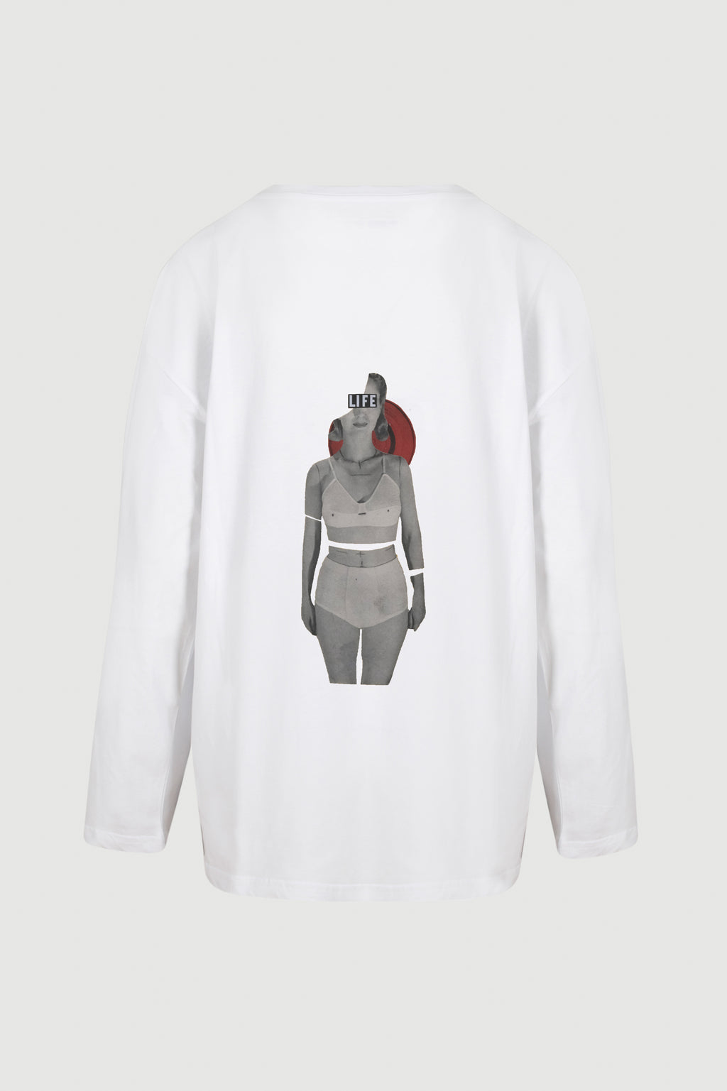 Woman With Bra Long-Sleeve Tee - back print