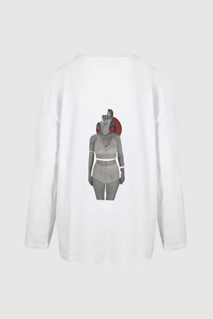 
                  
                    Load image into Gallery viewer, Woman With Bra Long-Sleeve Tee - back print
                  
                