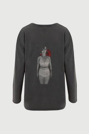 
                  
                    Load image into Gallery viewer, Woman With Bra Long-Sleeve Tee - back print
                  
                