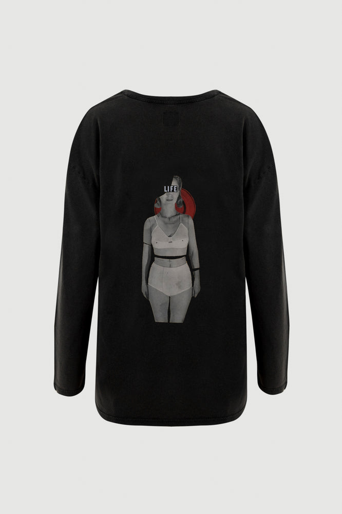 
                  
                    Load image into Gallery viewer, Woman With Bra Long-Sleeve Tee - back print
                  
                